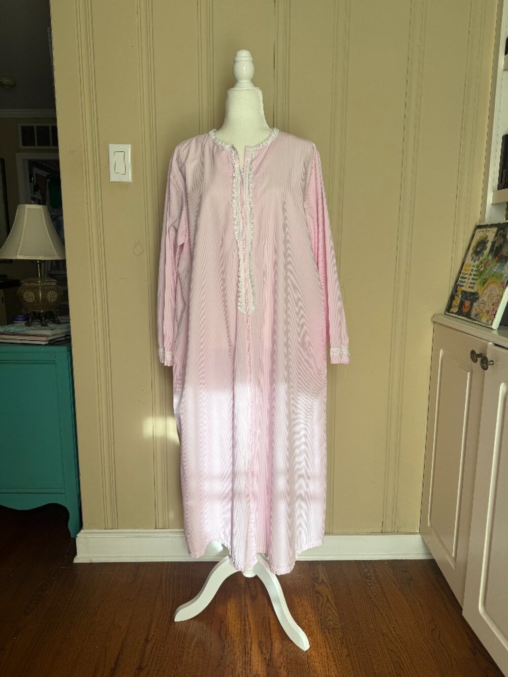 Praimo USA Long Caftan Pink White Stripe sz XL